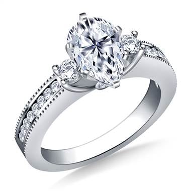 Prong, channel and bezel set diamond ring set in platinum at B2C Jewels 