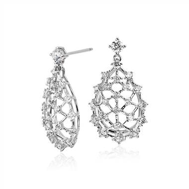 Studio galaxy diamond drop earrings set in 18K white gold at Blue Nile 