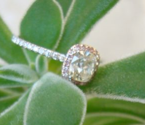 Sparkle Blinded originally posted her AVC with Pink Diamond Halo Engagement Ring on the Show Me the Bling forum at PriceScope.  This is so lovely and just reads as super feminine. The halo makes that AVC look far bigger and the finished product is divine!