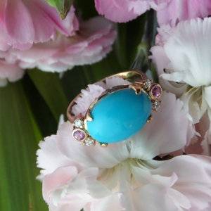 Persian turquoise ring set in 18K yellow gold - posted by marymm