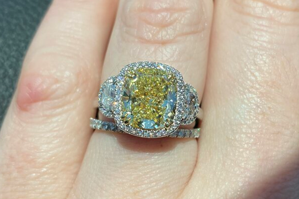 GossamerAngel posted this magnificent yellow cushion cut diamond ring on the Show Me the Bling forum at PriceScope! What a gorgeous ball of much needed sunshine! This color is fantastic, what color is your favorite?