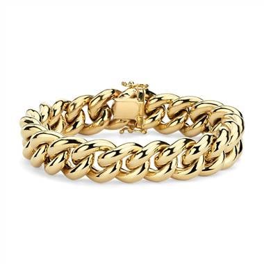 Oversized curb chain bracelet set in 14K Italian yellow gold at Blue Nile