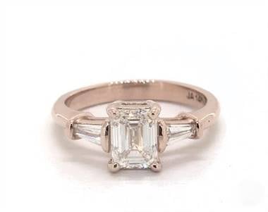 Classic baguette side stone engagement ring set in 14K rose gold at James Allen