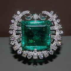 Tiffany & Co. Hooker emerald brooch (Source: Wikipedia https://en.wikipedia.org/wiki/File:Hooker_Emerald_Brooch.jpg#file photo was not altered)