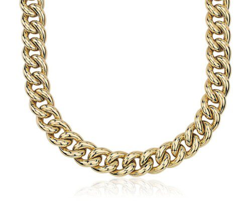 Oversized Hollow Curb Chain Necklace in 14k Italian Yellow Gold at Blue Nile