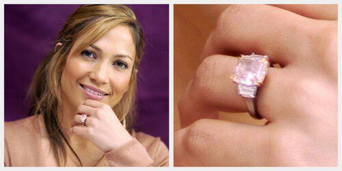 Jennifer Lopez's 6.10 carat Fancy Intense pink diamond engagement ring by Harry Winston from Ben Affleck