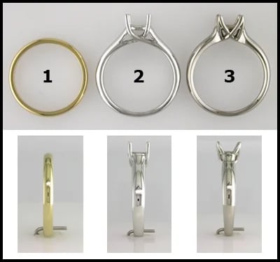 Examples of yellow and white gold rings