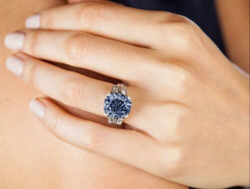 Natural Blue Sapphire Ring 1/10 ct tw Diamonds 14K White Gold | Jared