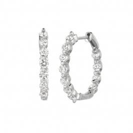 14kt White Gold Single Prong Diamond Hoops at ID Jewelry