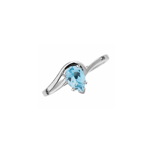 An aquamarine solitaire ring.