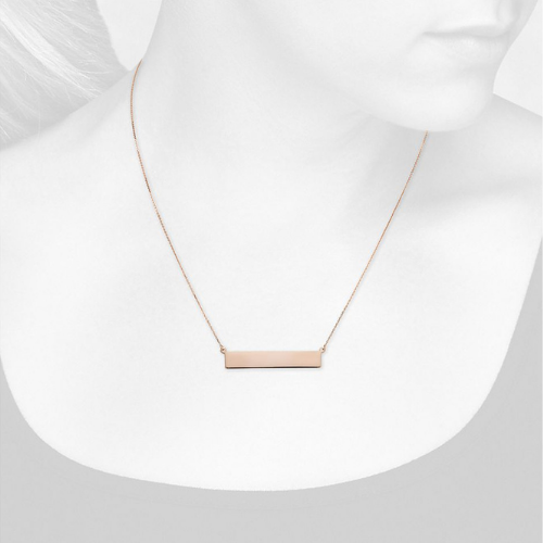 Engravable Bar Necklace in 14k Rose Gold.