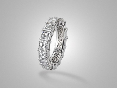 Asscher cut diamond eternity ring 