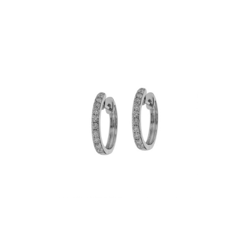 18kt White Gold Pavé Diamond Huggie Earrings.