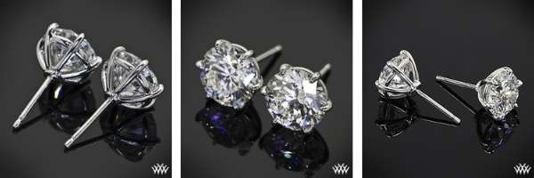 18k White Gold 6-prong “Martini” Earrings - settings only.