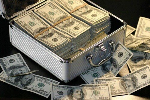 Money in a suitcase. 