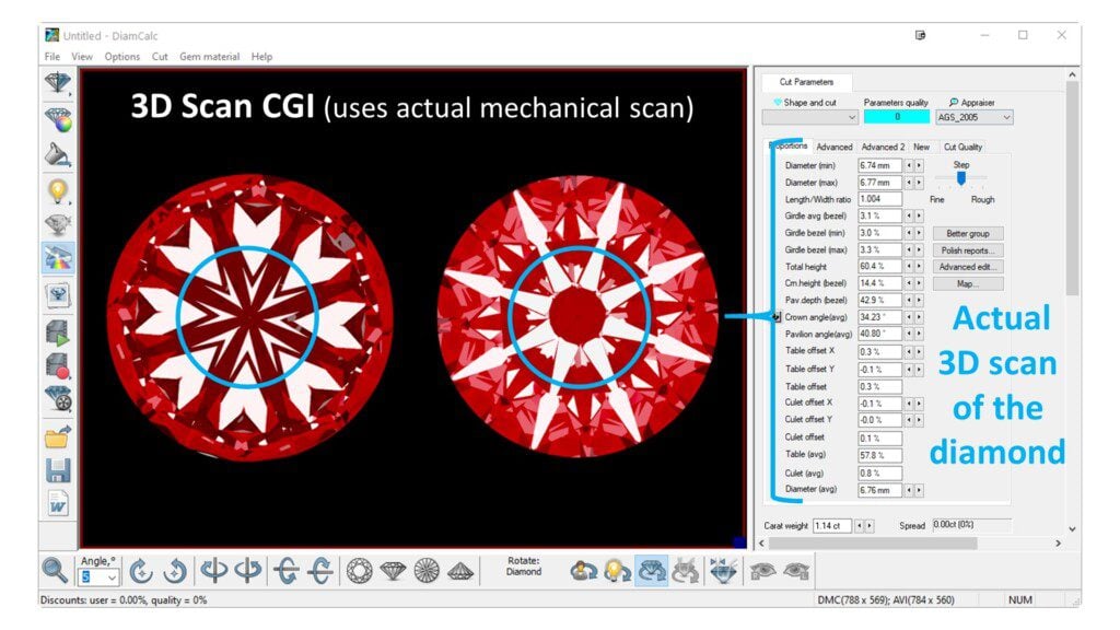 3D Scan CGI of hearts and arrows