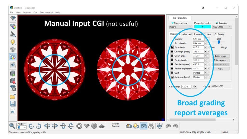 Manual Input CGI of hearts and arrows diamonds