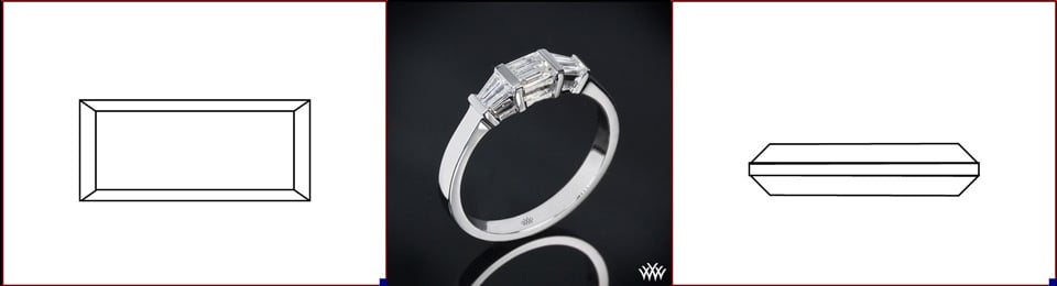 Baguette cut diamond photo and image