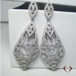 Round Cut Diamond Earrings F SI In 18K White Gold at ID Jewelry