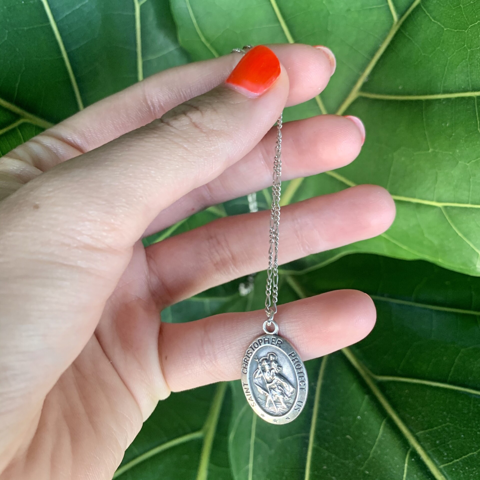 Sterling silver Saint Christopher (front).