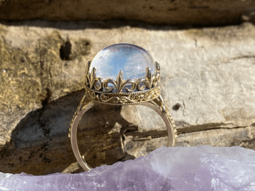 SELENE, THE 15 CT FLEUR DE LIS MOONSTONE RING