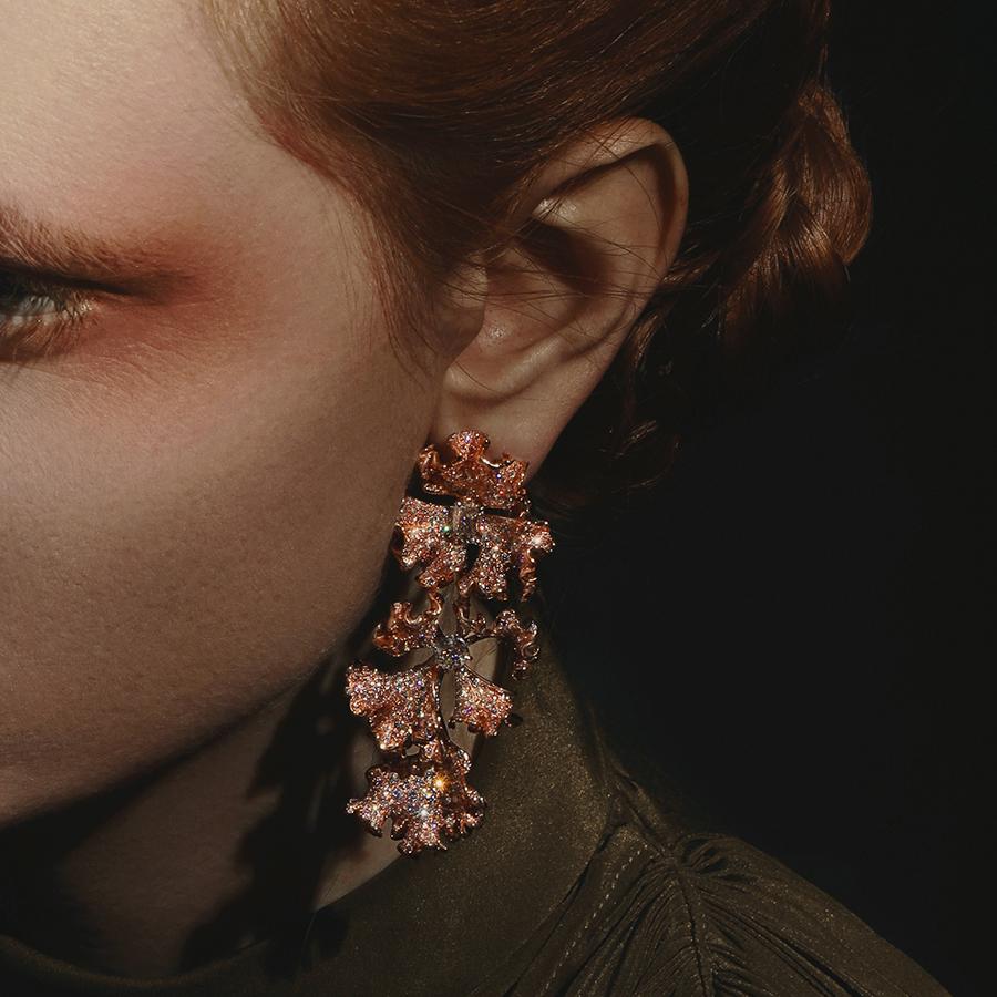 Brassica Blossoming Flower Convertible Earrings.