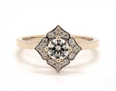 Magnolia Halo with a Southern Twist Engagement Ring in 14K Yellow Gold 4mm Width Band