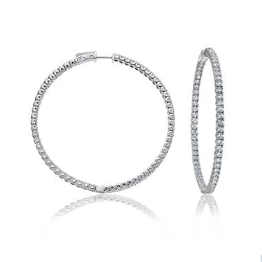 B2C Jewels Large Inside Outside Diamond Hoop Earrings.