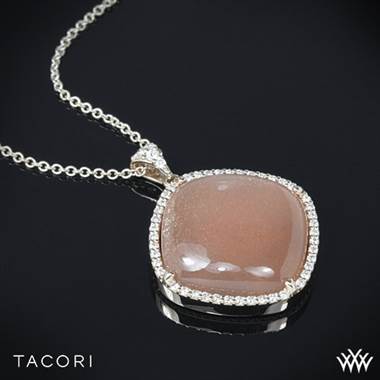 18k Rose Gold and Silver Accent Tacori Moon Rose Cushion Necklace.
