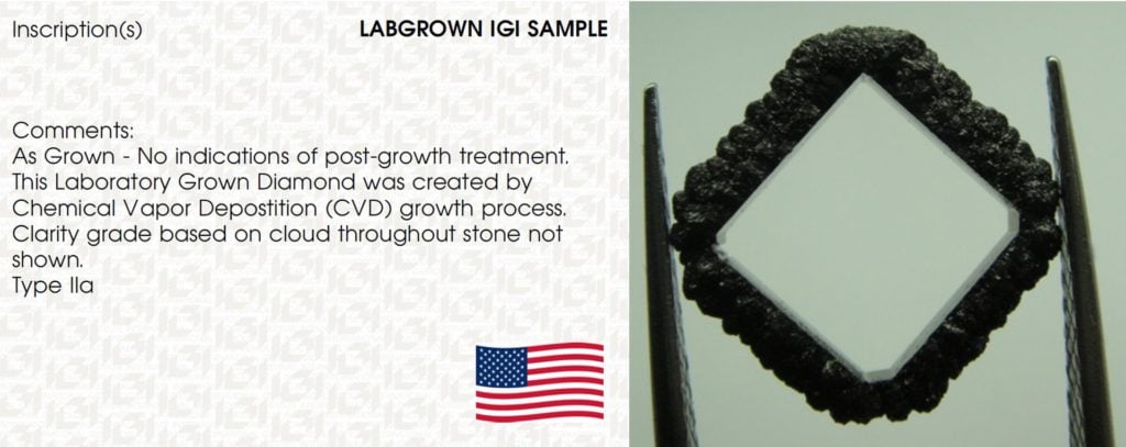 Lab-grown IGI sample