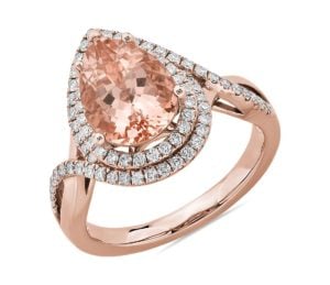 14k Rose Gold Morganite Diamond Ring