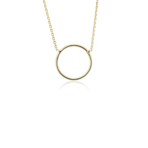 Delicate Circle Necklace in 14k Yellow Gold.