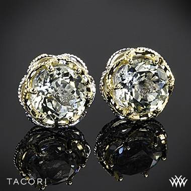 Tacori Seafoam Mint Prasiolite Earrings in Sterling Silver with 18K Yellow Gold Accents.