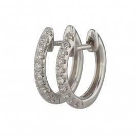 18KT white gold huggies earrings with pave diamonds