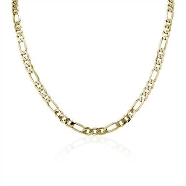 A 22 inch Men's Flat Figaro Chain Necklace in 14K Yellow Gold.