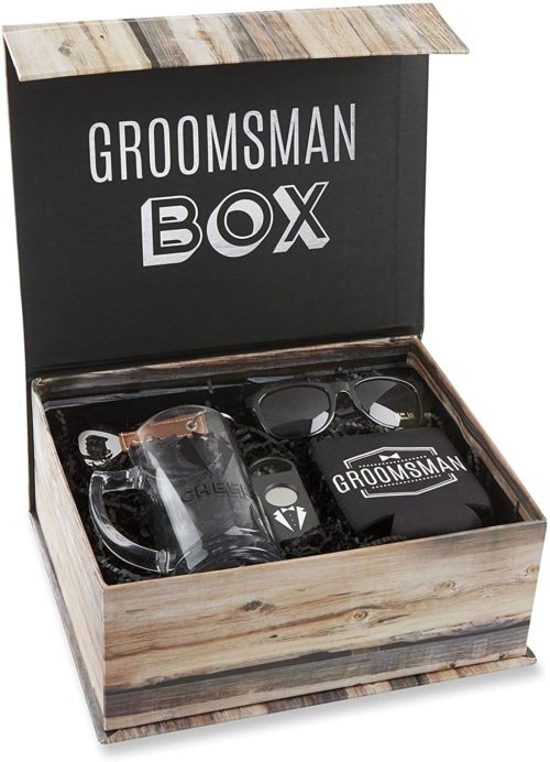 Kate Aspen Groomsman Kit Grooms Gift Set, Black, White, and Brown from Amazon