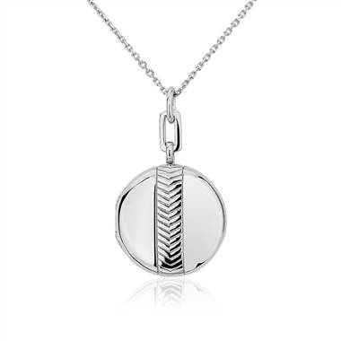 Monica Rich Kosann Round Chevron Locket in Sterling Silver.