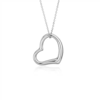 Open Heart Pendant in 14k White Gold