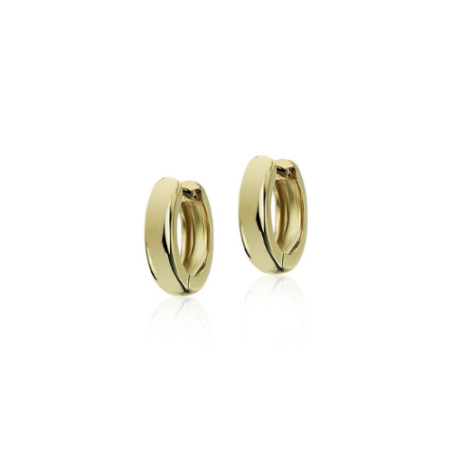 Mini Huggie Hoop Earrings in 14k Yellow Gold.