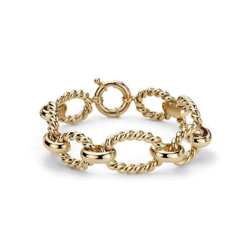 Large Link Braided Bracelet in 14k Italian Yellow Gold.