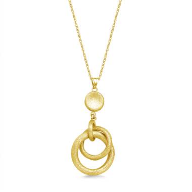 Circle Drop Hoop Pendant Necklace in 14K Yellow Gold