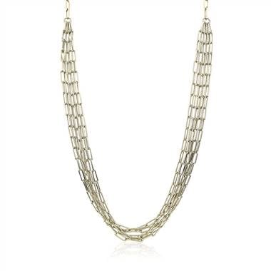 Five Row Paperclip Necklace in 14k Italian Yellow Gold