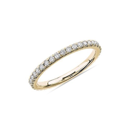 French Pavé Diamond Eternity Ring in 14k Yellow Gold.