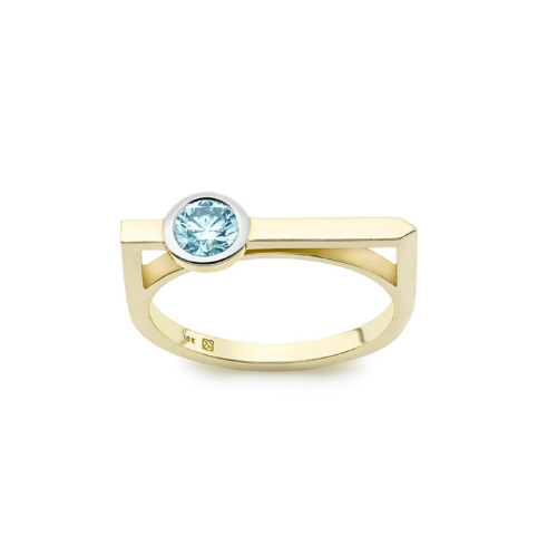 Lab-Grown Diamond Mini Round Brilliant Solitaire Linear Ring.