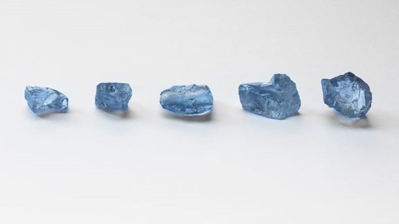 5 blue rough diamonds