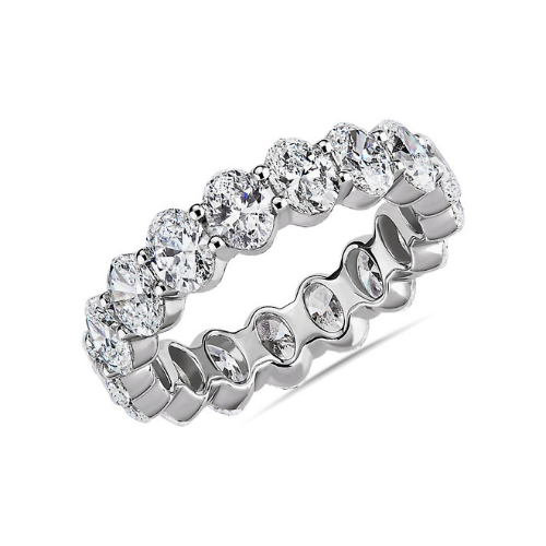 Oval Cut Diamond Eternity Ring in Platinum.