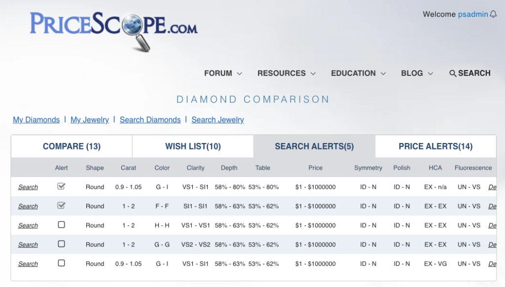 Diamond Search Email Alert Set Up