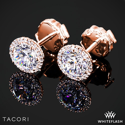 18k Rose Gold Tacori Diamond Earrings.