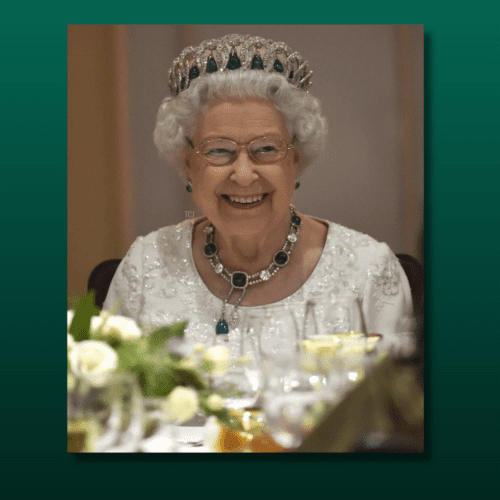 Queen Elizabeth II wearing some of her favorite emeralds.