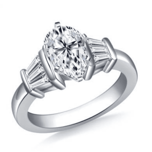 Tapered Baguette Diamond Engagement Ring in Platinum from B2C Jewels